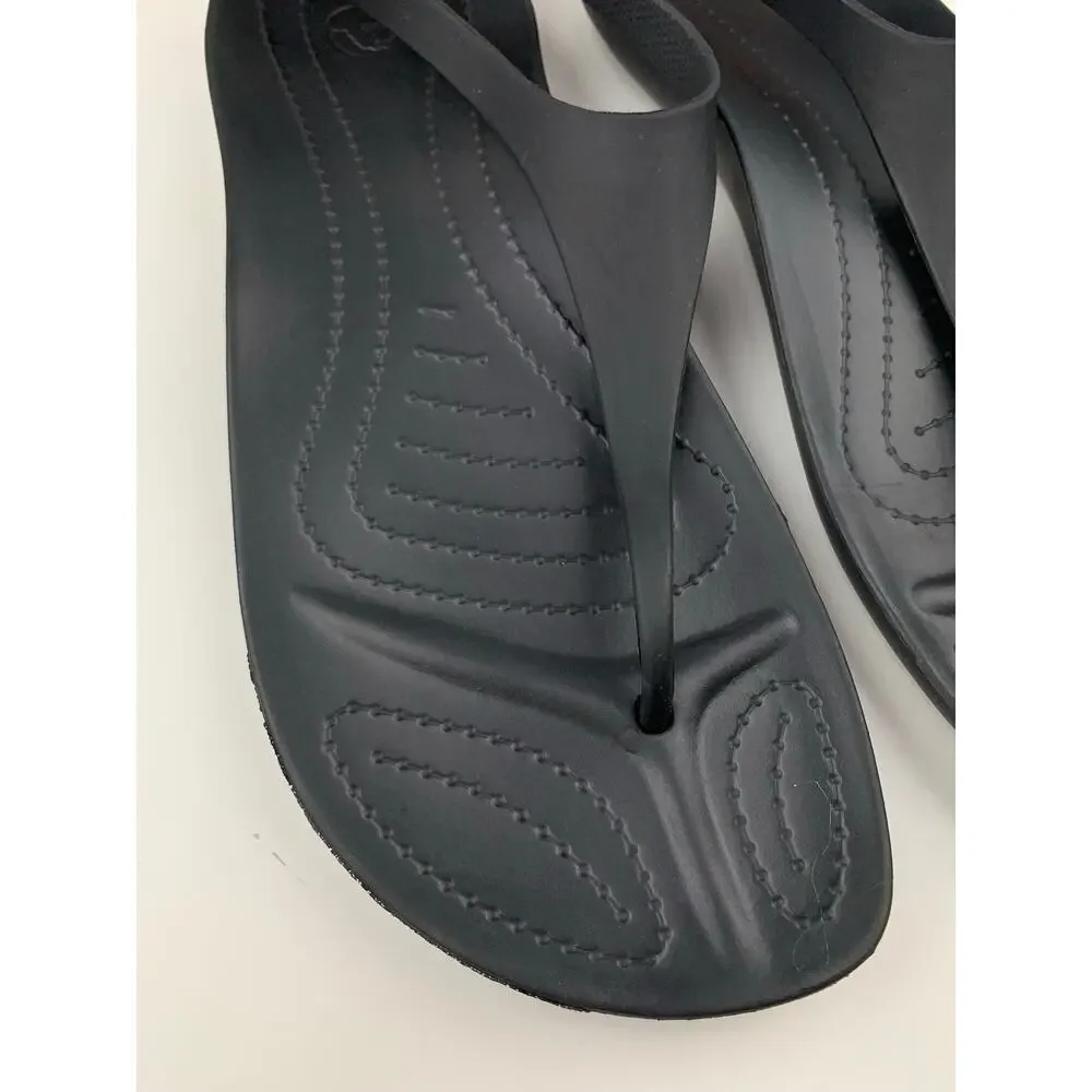 New Crocs Sexi Flip Sandals Slip On Black Sandals Thong 11354 Women's 11